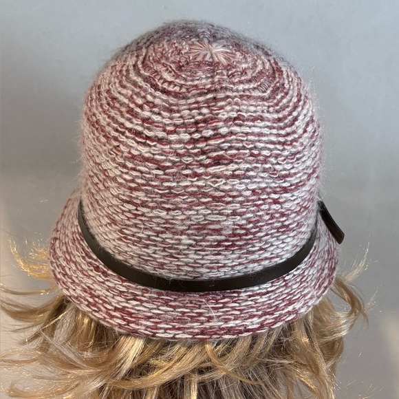 Canadian Hat 1918 Montreal Wool Blend Cloche Hat Burgundy Cream Buckle OS - Picture 4 of 10